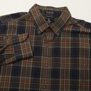 Heritage Viyella Shirt Mens XL Navy Green Plaid Cotton Wool Button Down Casual